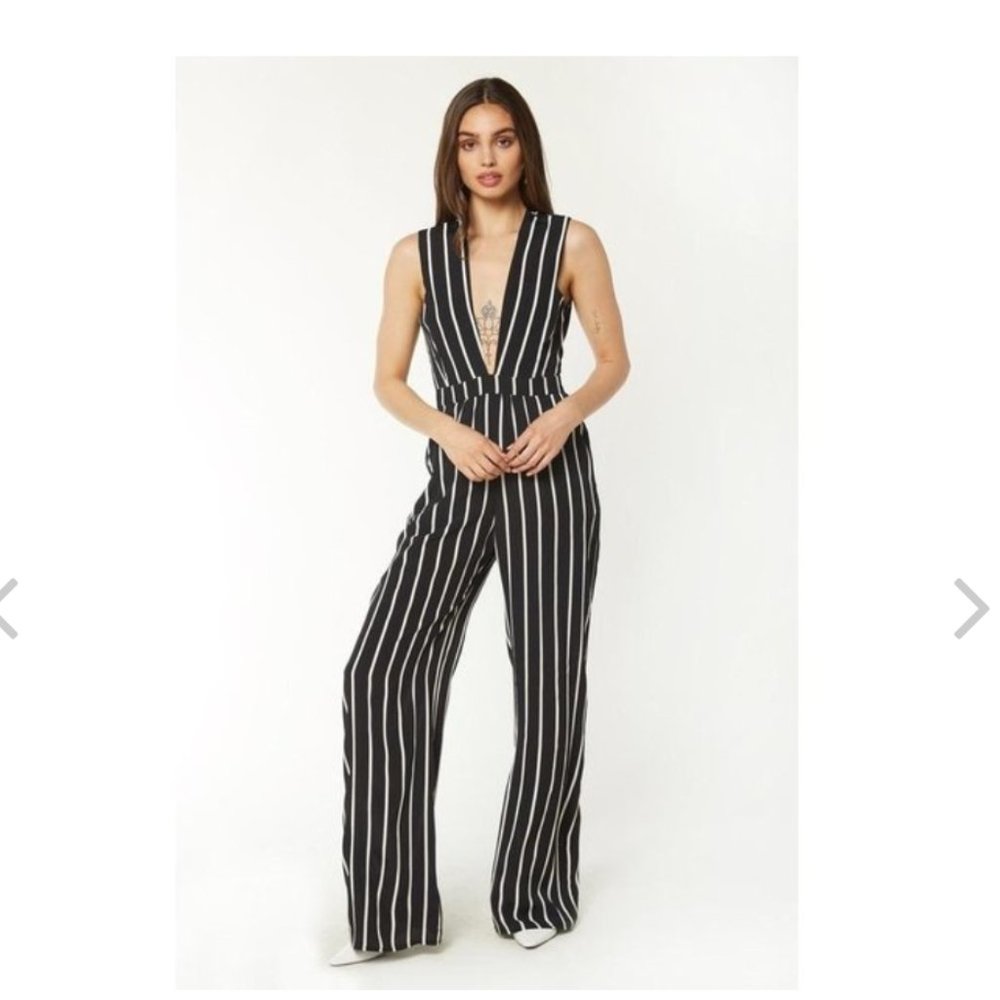 Flynn Skye Florence Jumpsuit Pin Stripe Black in True Stripes size Small
